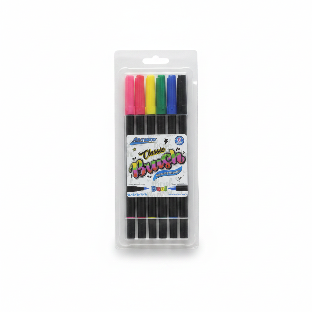 PLUMONES PUNTA PINCEL BRUSH X 6 ARTESCO