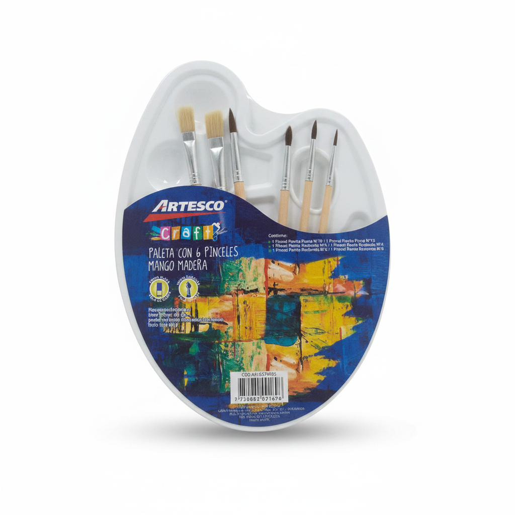 PALETA CON 6 PINCELES ARTESCO