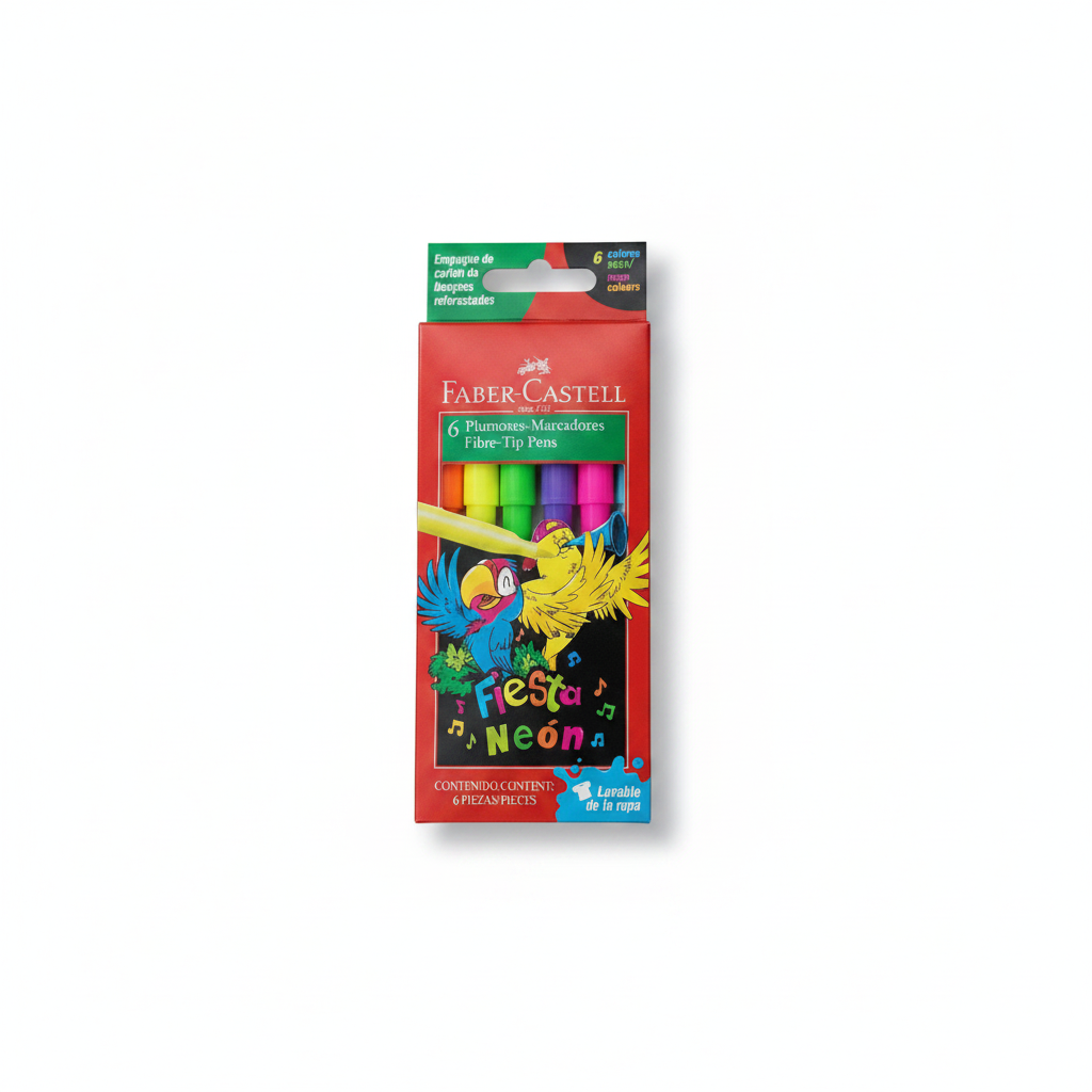 PLUMONES FIESTA NEON X 6 FABER CASTELL