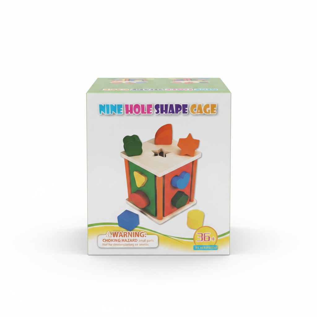 NINE HOLE SHAPE CUBO ENCAJE DE MADERA