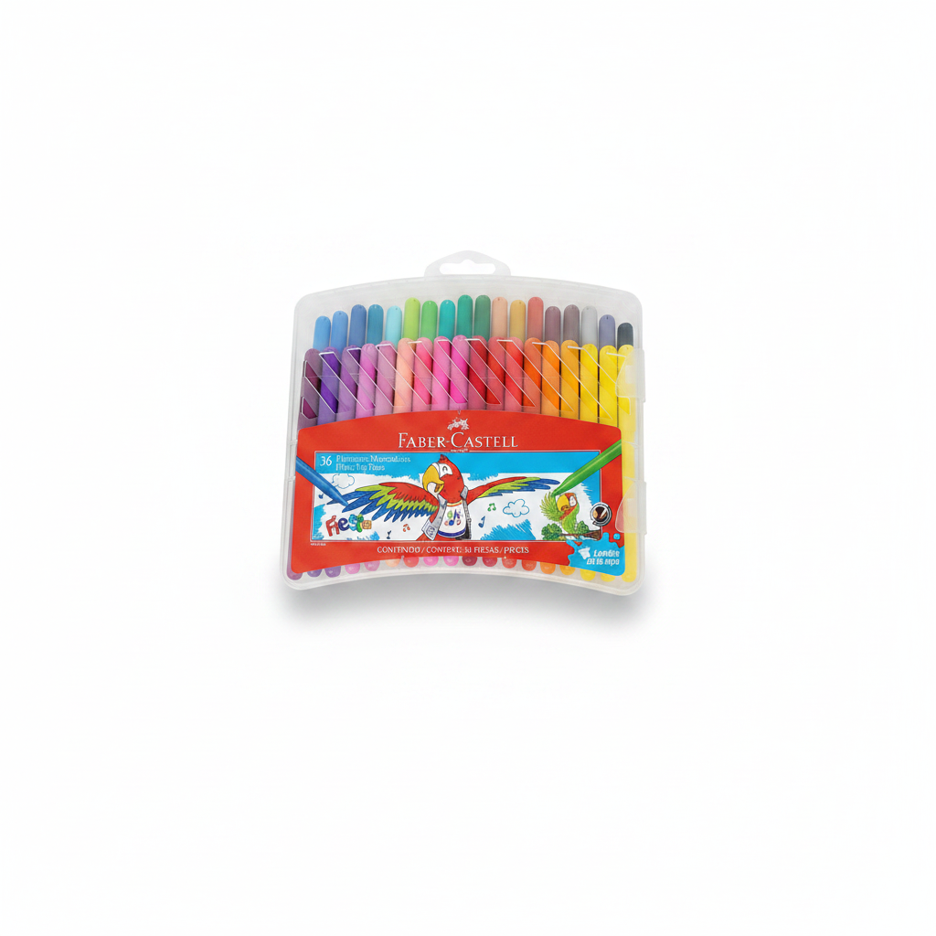 PLUMONES ESTUCHE RIGIDO X 36 FABER CASTELL