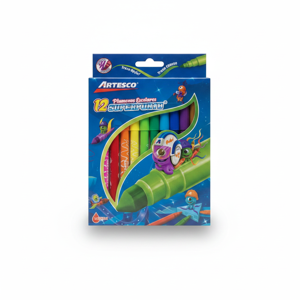 PLUMONES SUPER PUNTA X 12 ARTESCO