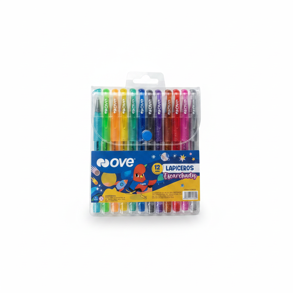 LAPICEROS ESCARCHADOS X 12 OVE
