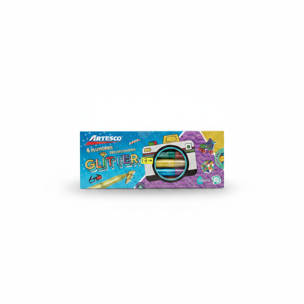GLITTER PLUMONES ESCARCHADOS X 6 ARTESCO