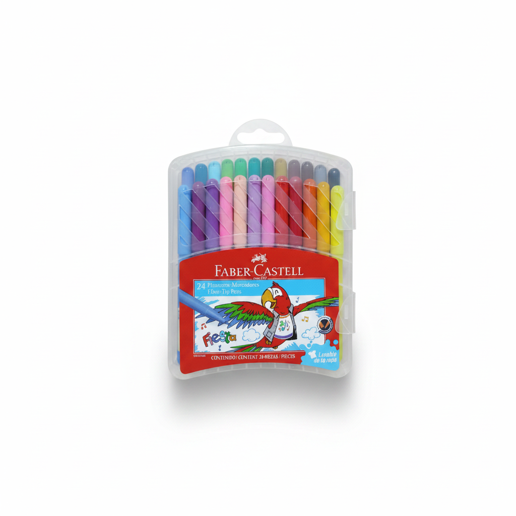 PLUMONES ESTUCHE RIGIDO X 24 FABER CASTELL
